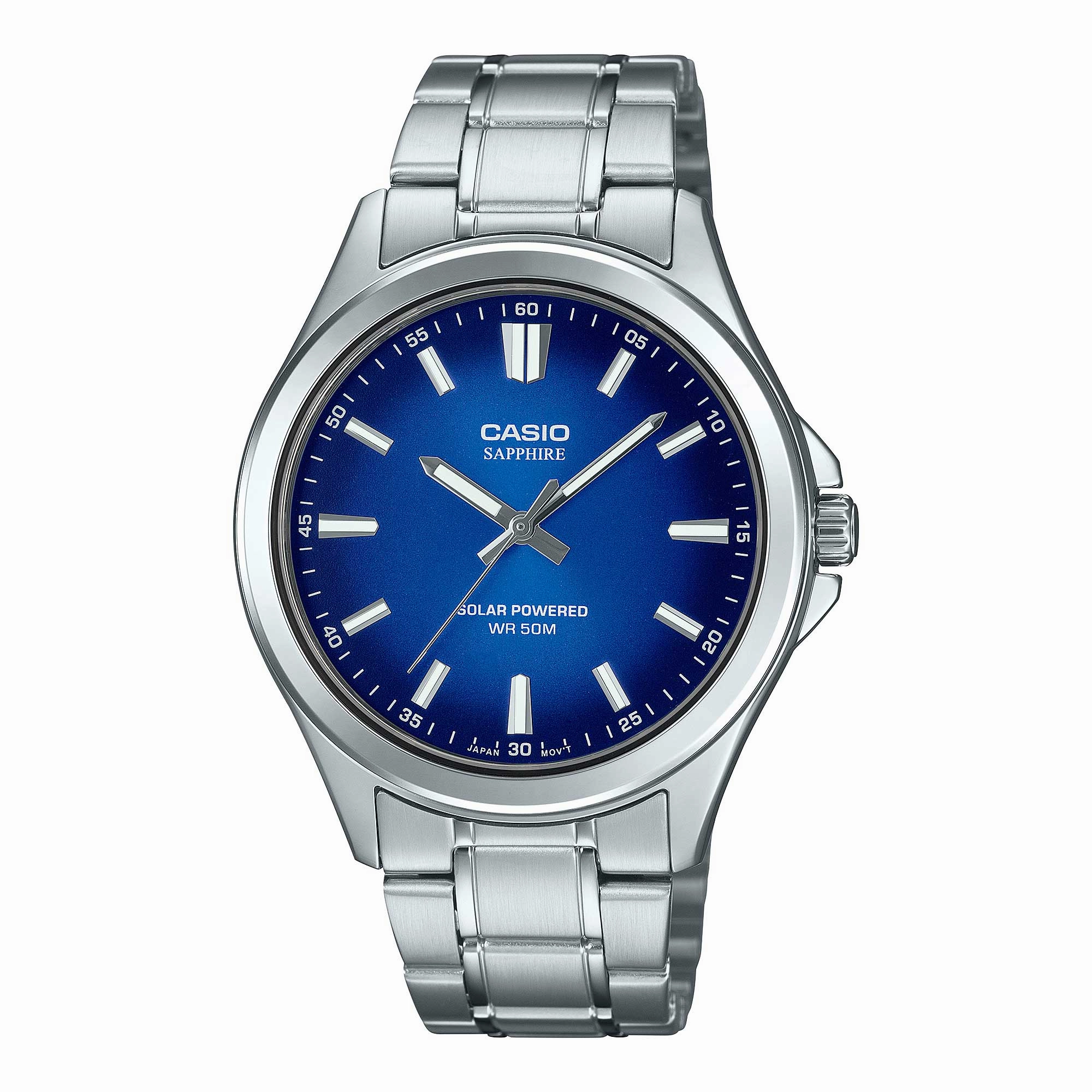 Casio Men's Analog Solar Stainless Steel Band Watch MTSRS100D-2A MTS-RS100D-2A