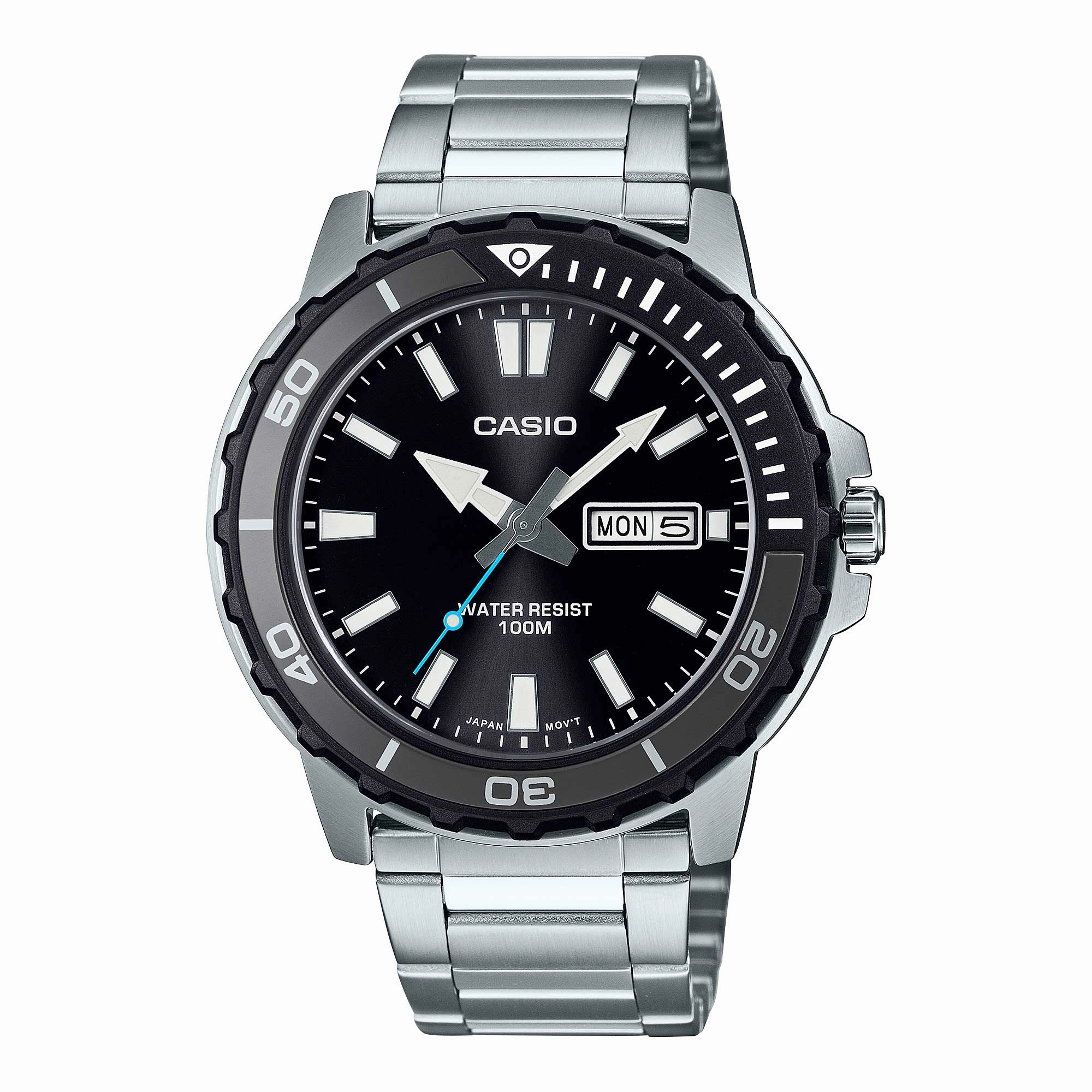 Casio Men's Analog Sporty Stainless Steel Band Watch MTD125D-1A3 MTD-125D-1A3