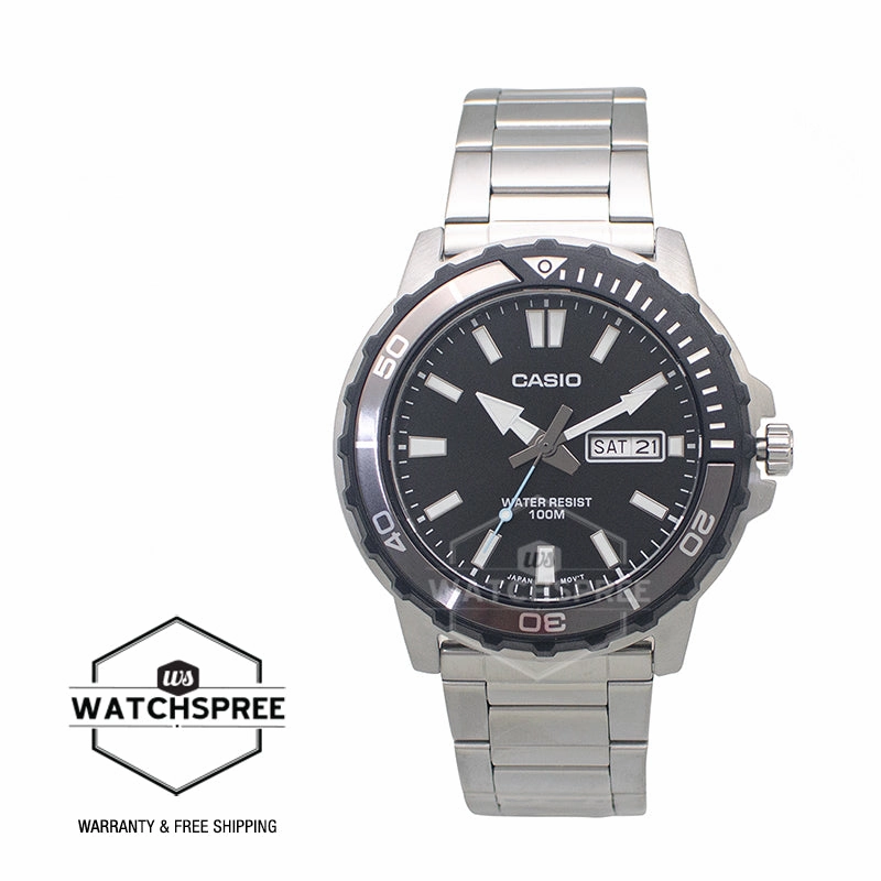 Casio Men's Analog Sporty Stainless Steel Band Watch MTD125D-1A3 MTD-125D-1A3
