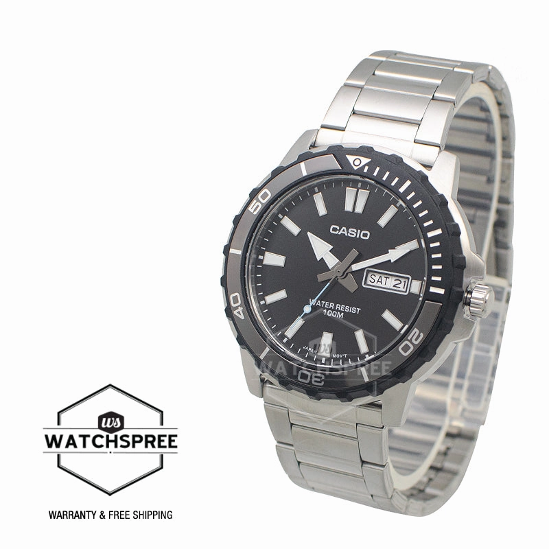 Casio Men's Analog Sporty Stainless Steel Band Watch MTD125D-1A3 MTD-125D-1A3
