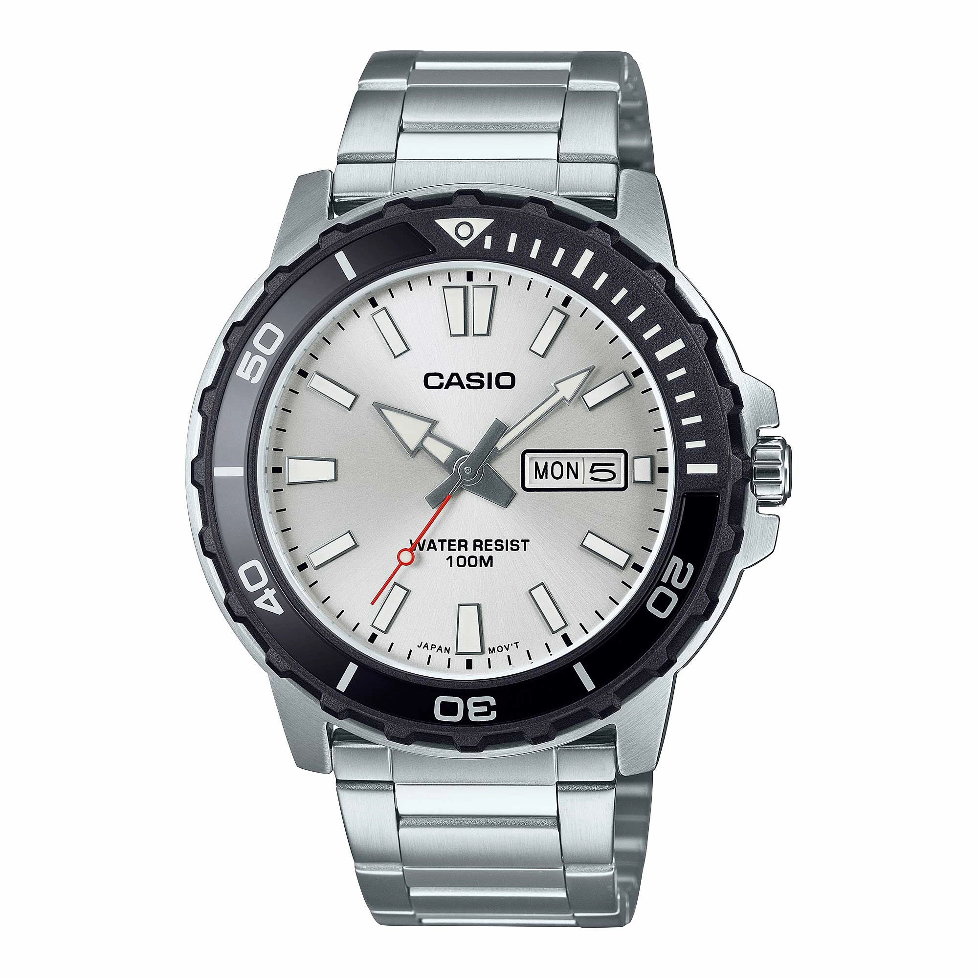 Casio Men's Analog Sporty Stainless Steel Band Watch MTD125D-7A MTD-125D-7A