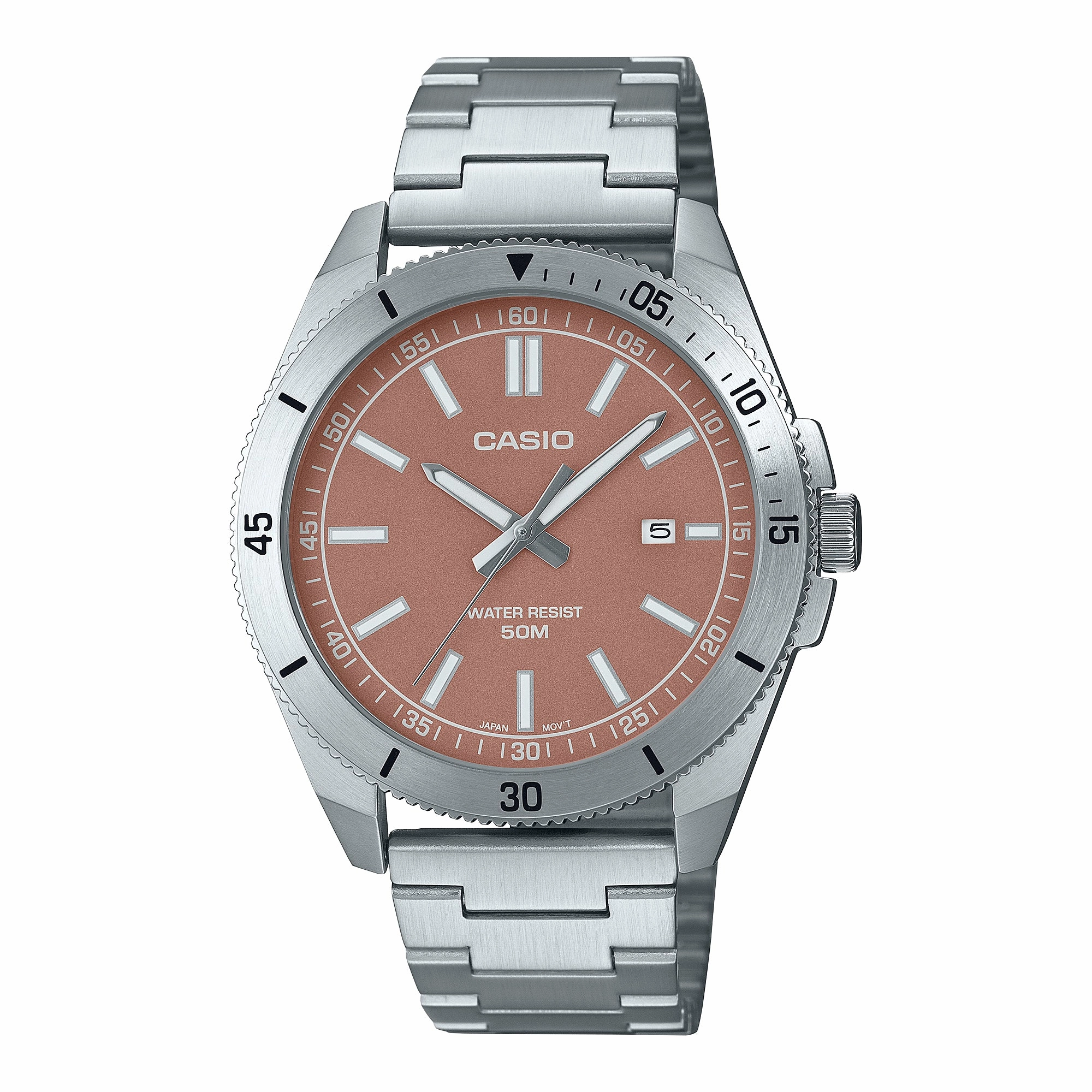 Casio Men's Analog Sporty Stainless Steel Band Watch MTPB155D-5E MTP-B155D-5E