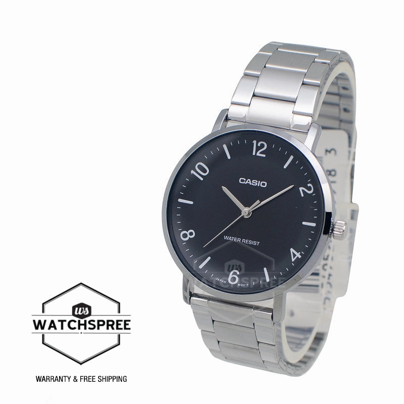 Casio Men's Analog Stainless Steel Band Watch MTPVT03D-1B MTP-VT03D-1B