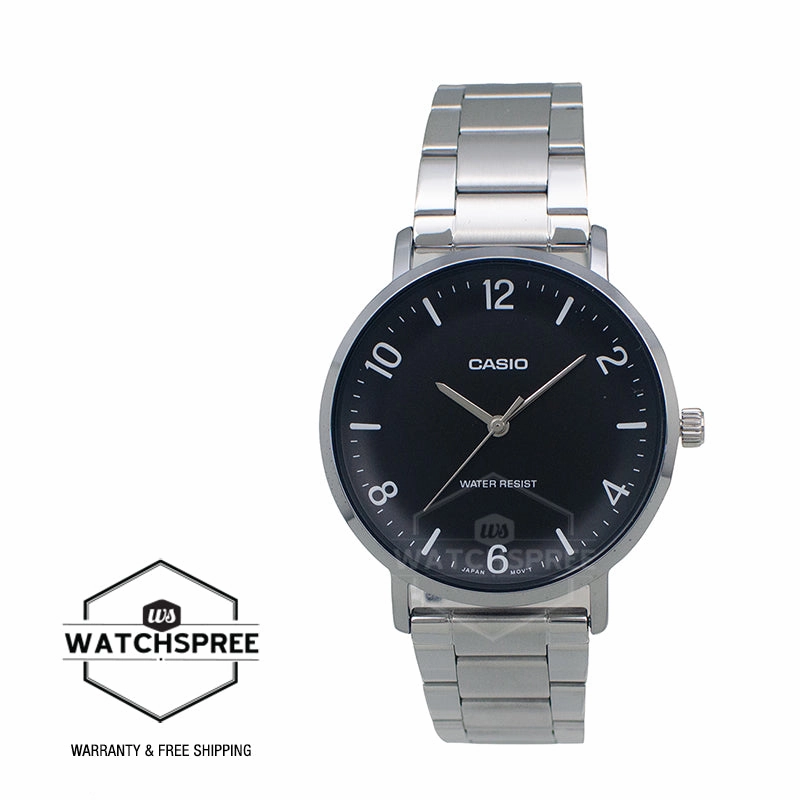 Casio Men's Analog Stainless Steel Band Watch MTPVT03D-1B MTP-VT03D-1B