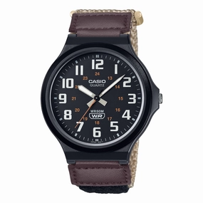 Casio Men's Analog Two-Tone Brown Cloth Band Watch MW240B-5B MW-240B-5B