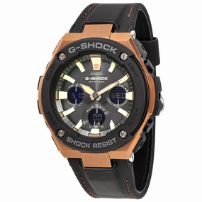 Casio Men's Ano-Digi Watch - G-Shock Black Dial Black Leather Strap | GSTS120L-1A