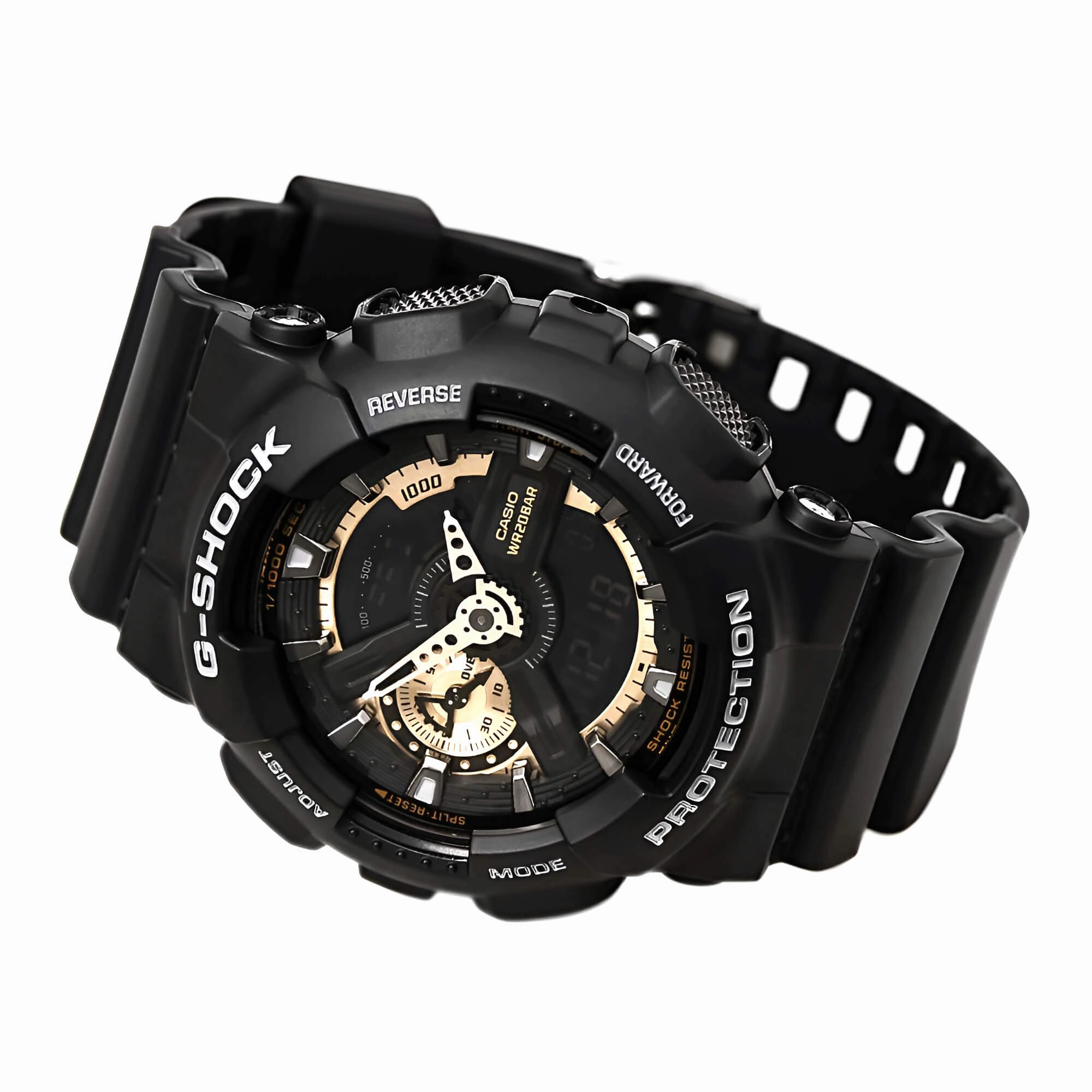 Casio Men's G-Shock Alarm Analog & Digital Black Dial Quartz Black Resin Strap Dive Watch | GA110RG-1