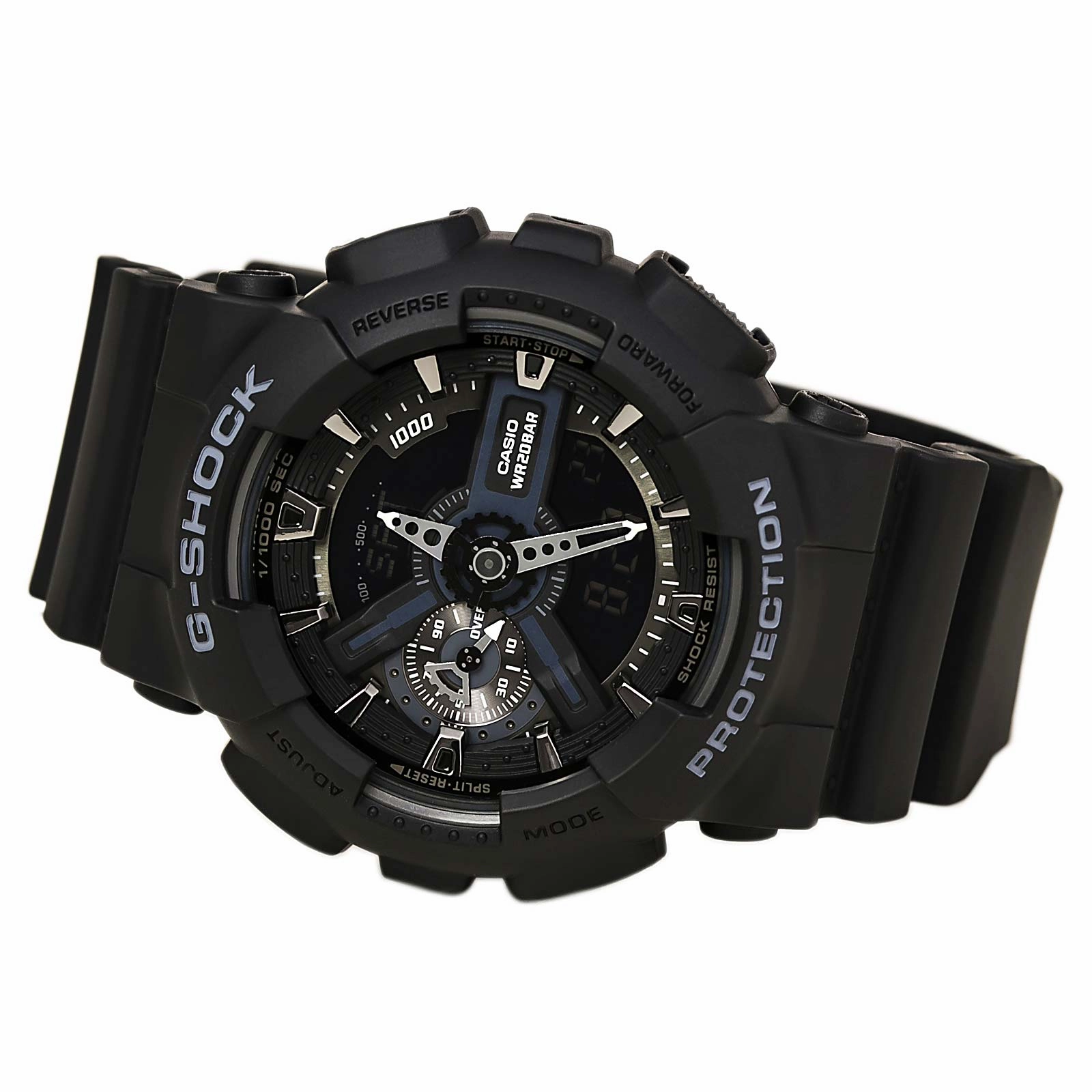Casio Men's G-Shock Extra Large World Time Ana-Digi Black Dial Alarm Black Resin Band Watch | GA110-1B
