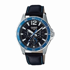 Casio Men's Marine Sports Diver Look Black Leather Strap Watch MTD330L-1A2 MTD-330L-1A2