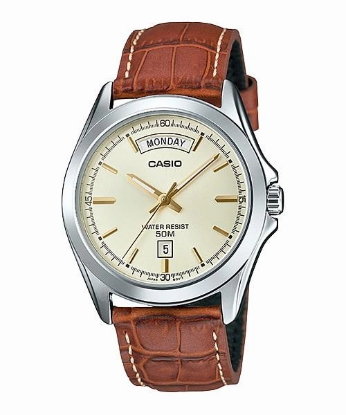 Casio Men's Standard Analog Brown Leather Strap Watch MTP1370L-9A MTP-1370L-9A