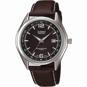 Casio Men's Watch - Edifice Brown Dial Genuine Leather Strap Quartz Date | EF-121L-1A