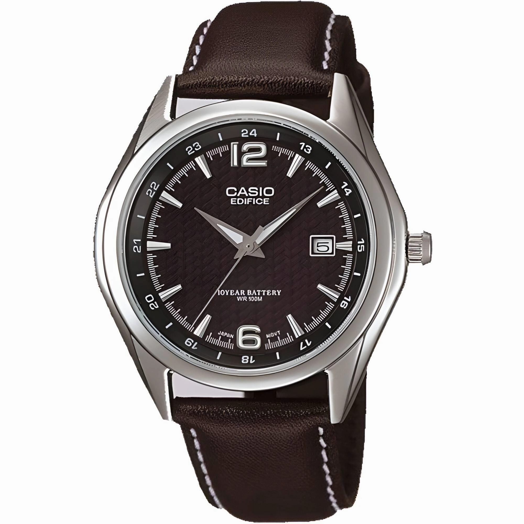 Casio Men's Watch - Edifice Brown Dial Genuine Leather Strap Quartz Date | EF-121L-1A
