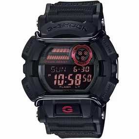 Casio Men's Watch - G-Shock Black and Purple Digital Black Resin Strap Alarm| GD400-1