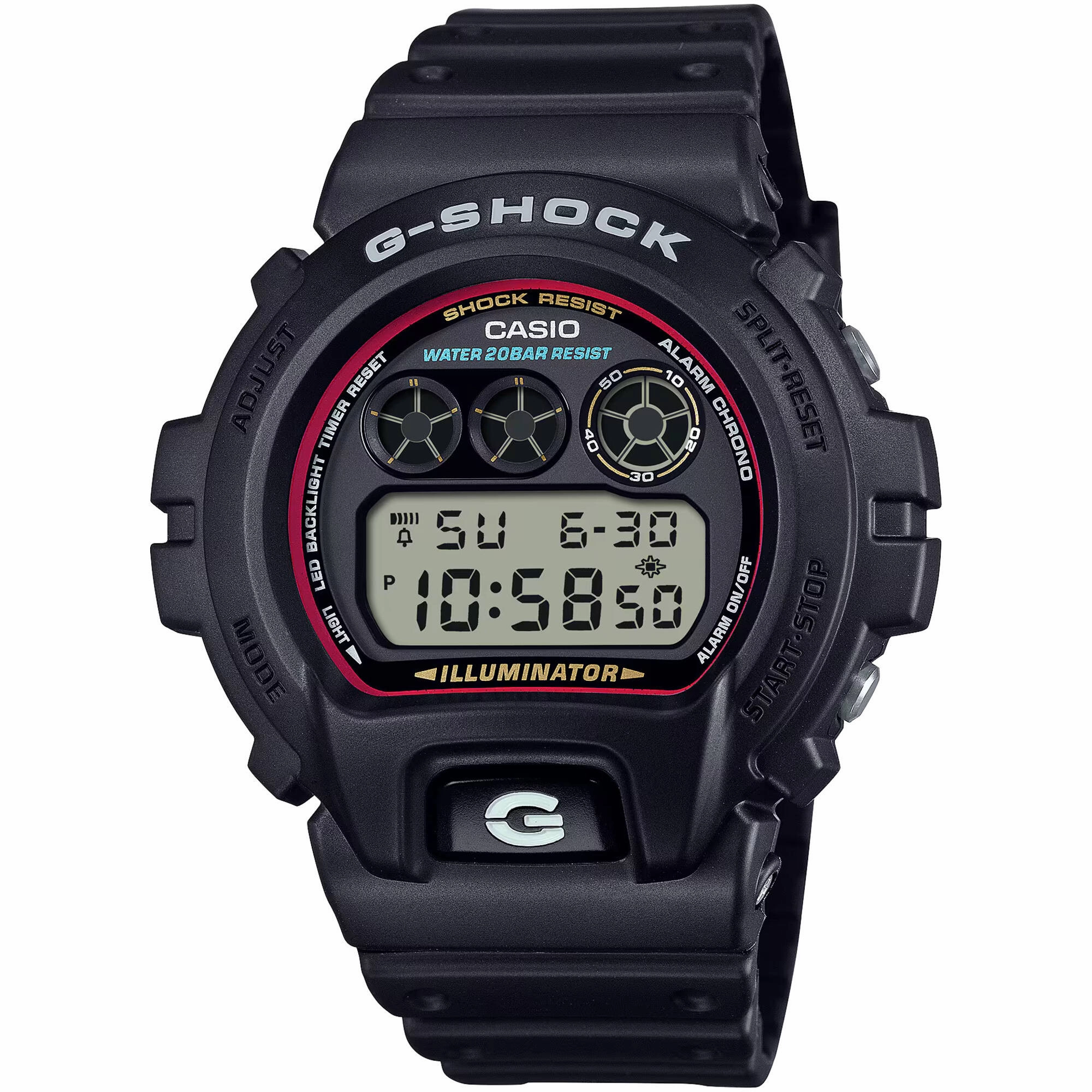 Casio Men's Watch - G-Shock Chronograph Black and Grey Digital Dial Strap | DW6900RL-1