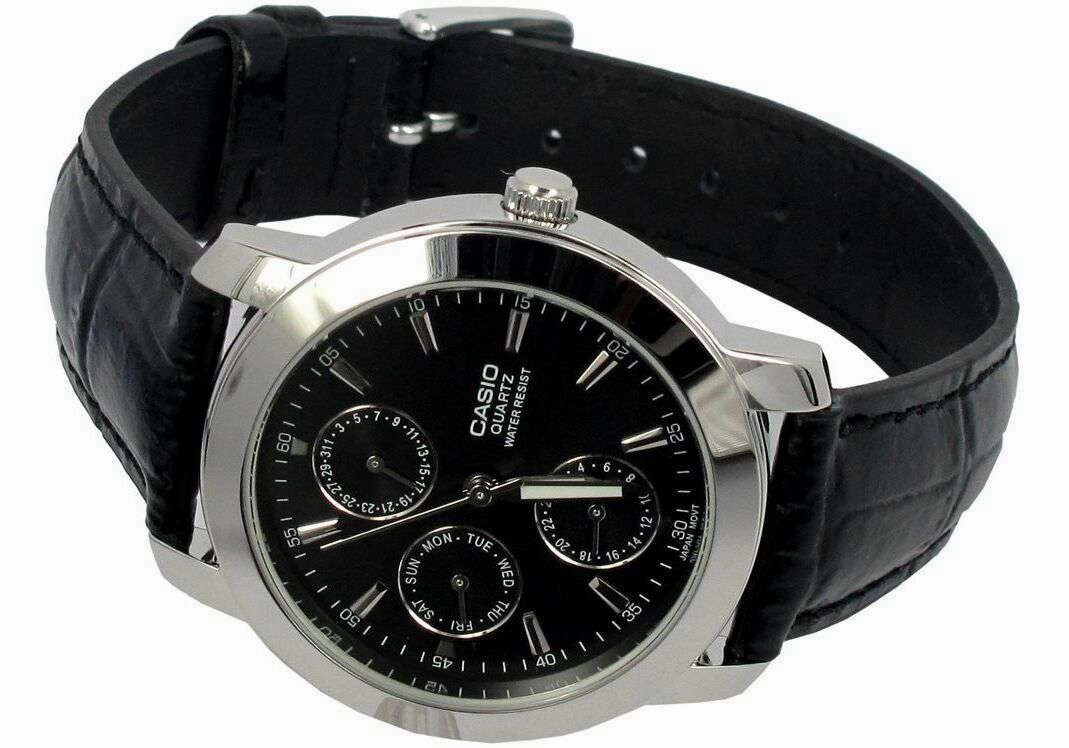Casio MTP-1192E-1ADF Black Leather Strap Watch for Men