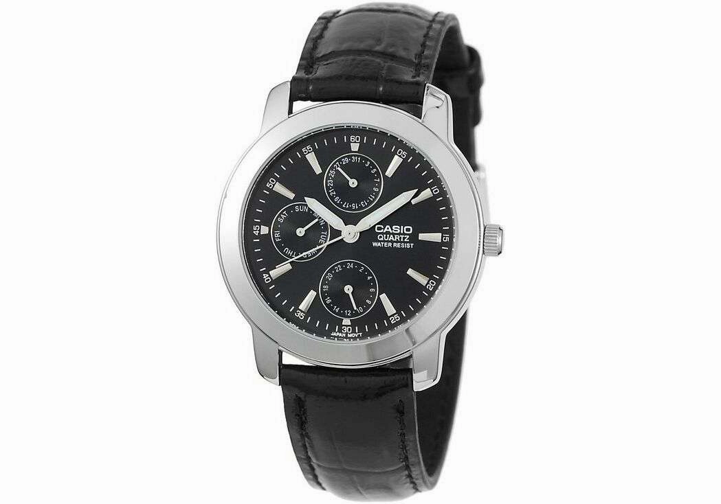 Casio MTP-1192E-1ADF Black Leather Strap Watch for Men
