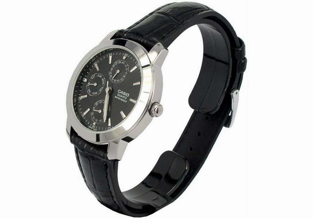 Casio MTP-1192E-1ADF Black Leather Strap Watch for Men