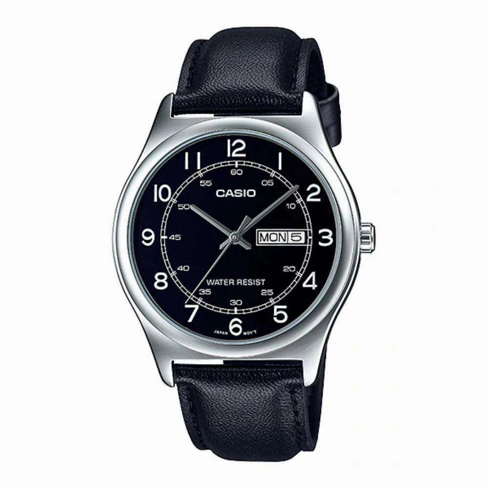 Casio MTP-V006L-1B2 Black Leather Watch for Men