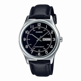 Casio MTP-V006L-1B2 Black Leather Watch for Men