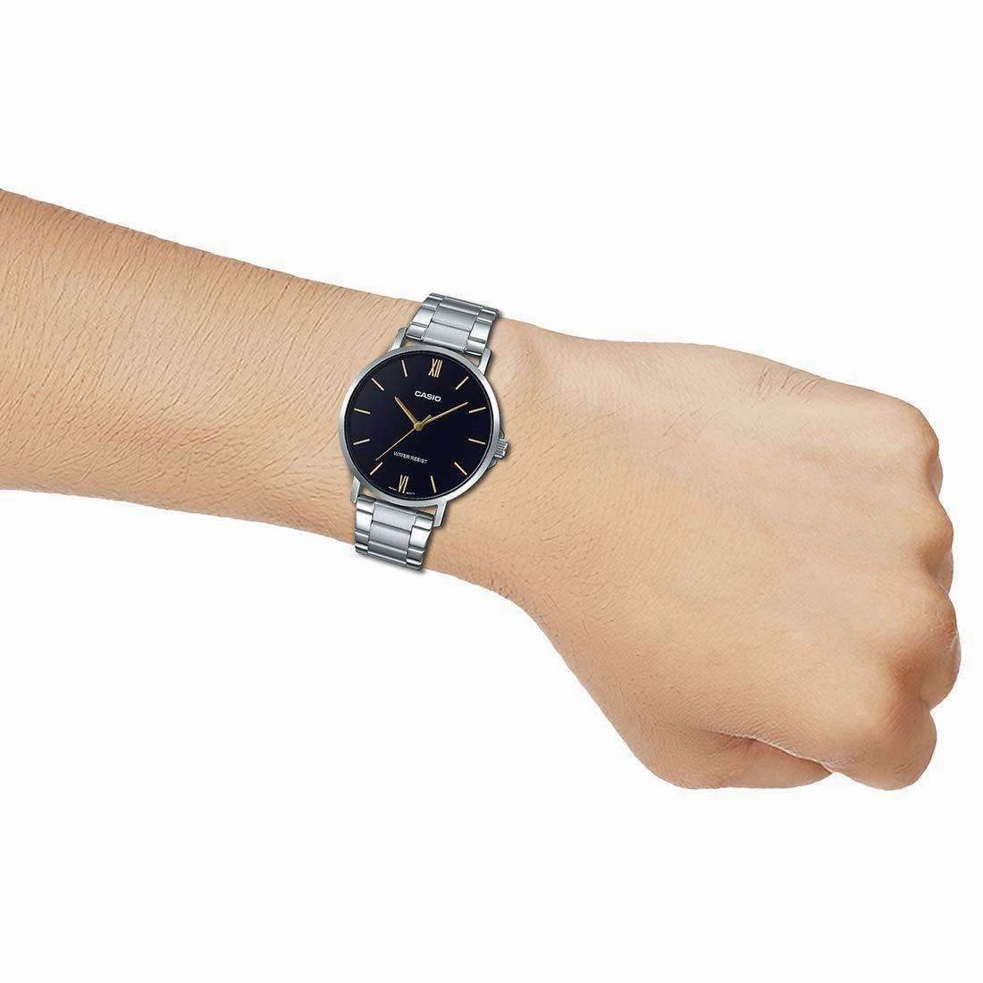 Casio MTP-VT01D-1B Silver Stainless Watch for Men