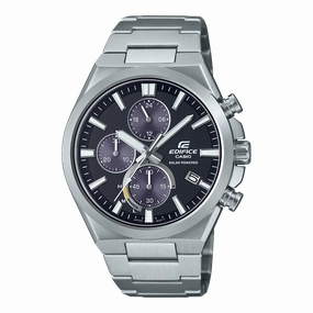 Casio Solar Powered Chronograph Black Dial Stainless Steel Watch EQS950D-1A
