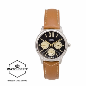 Casio Standard Analog Ladies' Brown Leather Strap Watch LTPE312L-5B