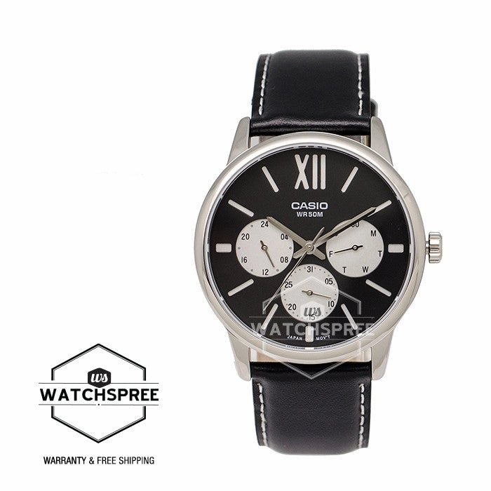 Casio Standard Analog Men's Black Strap Watch MTPE312L-1B