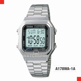 Casio Standard Digital Silver Stainless Steel Band Watch A178WA-1A
