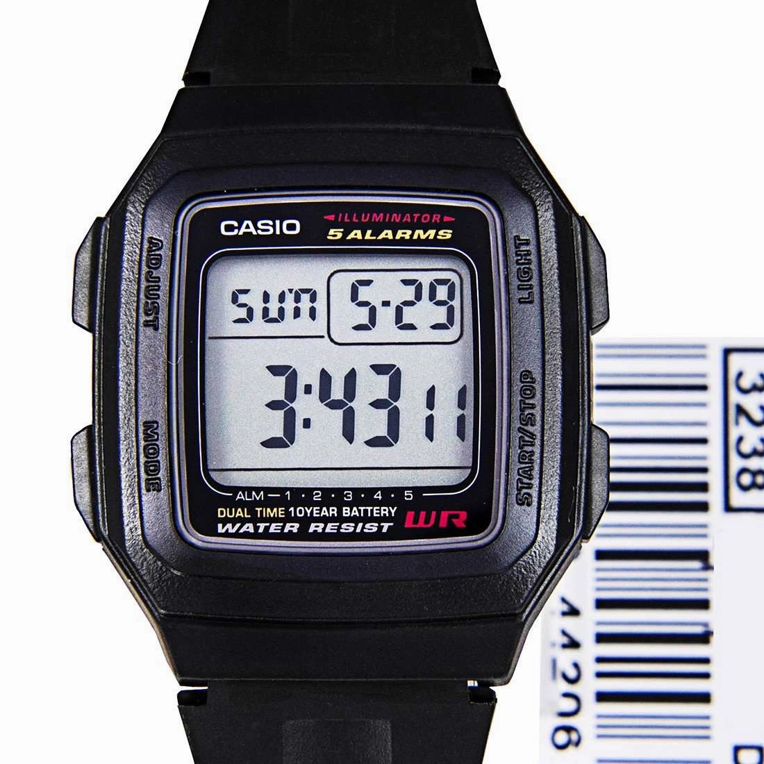 Casio Standard F-201WA-1ADF Black Resin Watch for Men and Women