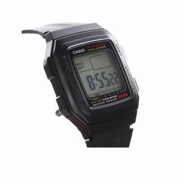 Casio Standard F-201WA-1ADF Black Resin Watch for Men and Women