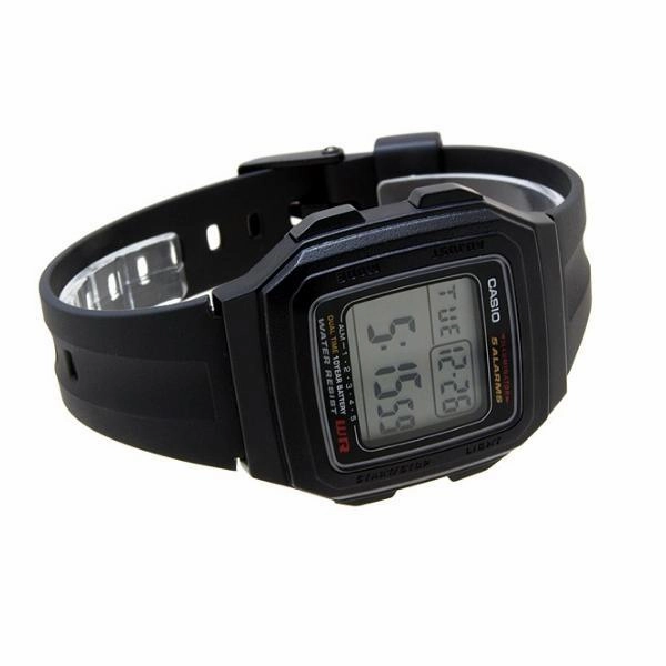 Casio Standard F-201WA-1ADF Black Resin Watch for Men and Women