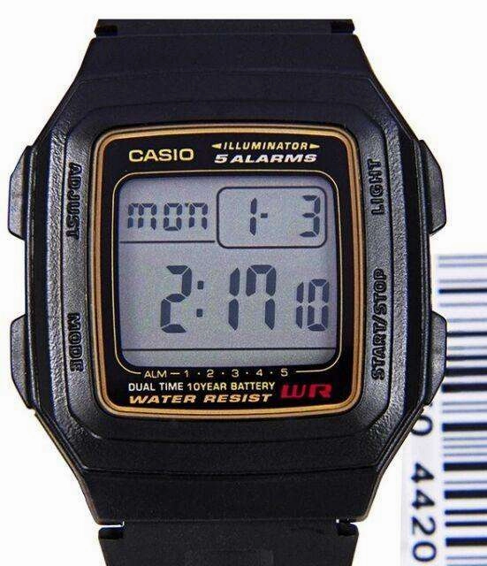 Casio Standard F-201WA-9ADF Black Resin Watch for Men and Women