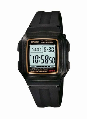 Casio Standard F-201WA-9ADF Black Resin Watch for Men and Women