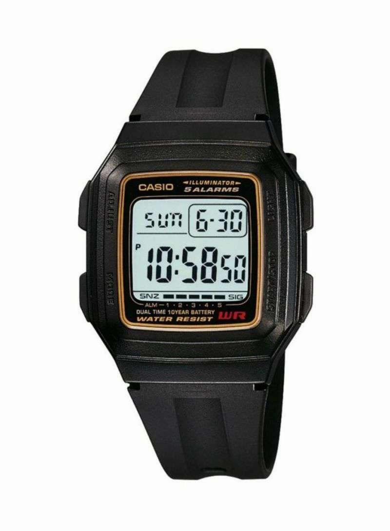 Casio Standard F-201WA-9ADF Black Resin Watch for Men and Women