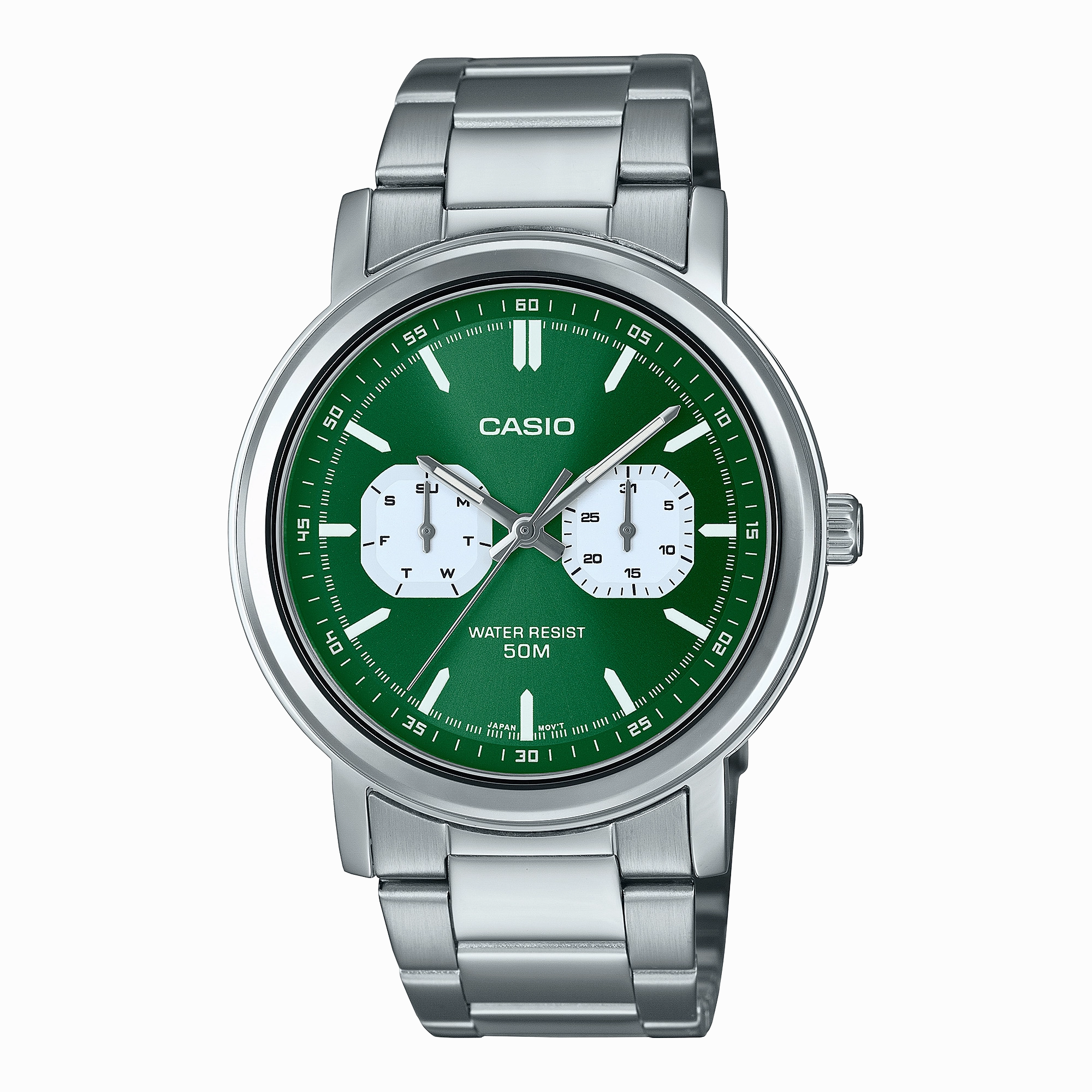Casio Standard Green Dial Stainless Steel Watch MTPE335D-3E