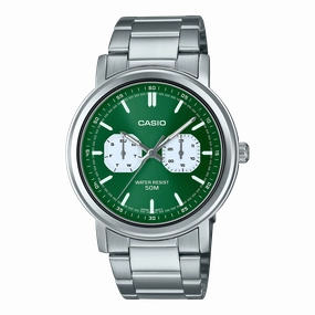 Casio Standard Green Dial Stainless Steel Watch MTPE335D-3E