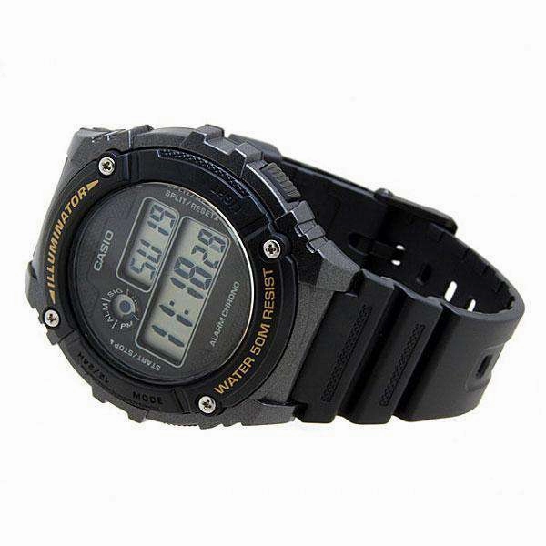 Casio Standard W-216H-1B Black Resin Strap Watch for Men and Women