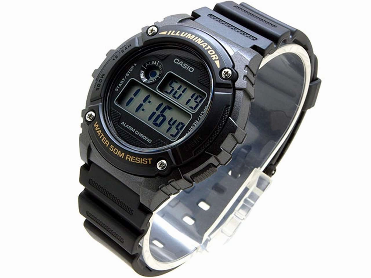 Casio Standard W-216H-1B Black Resin Strap Watch for Men and Women