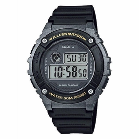 Casio Standard W-216H-1B Black Resin Strap Watch for Men and Women