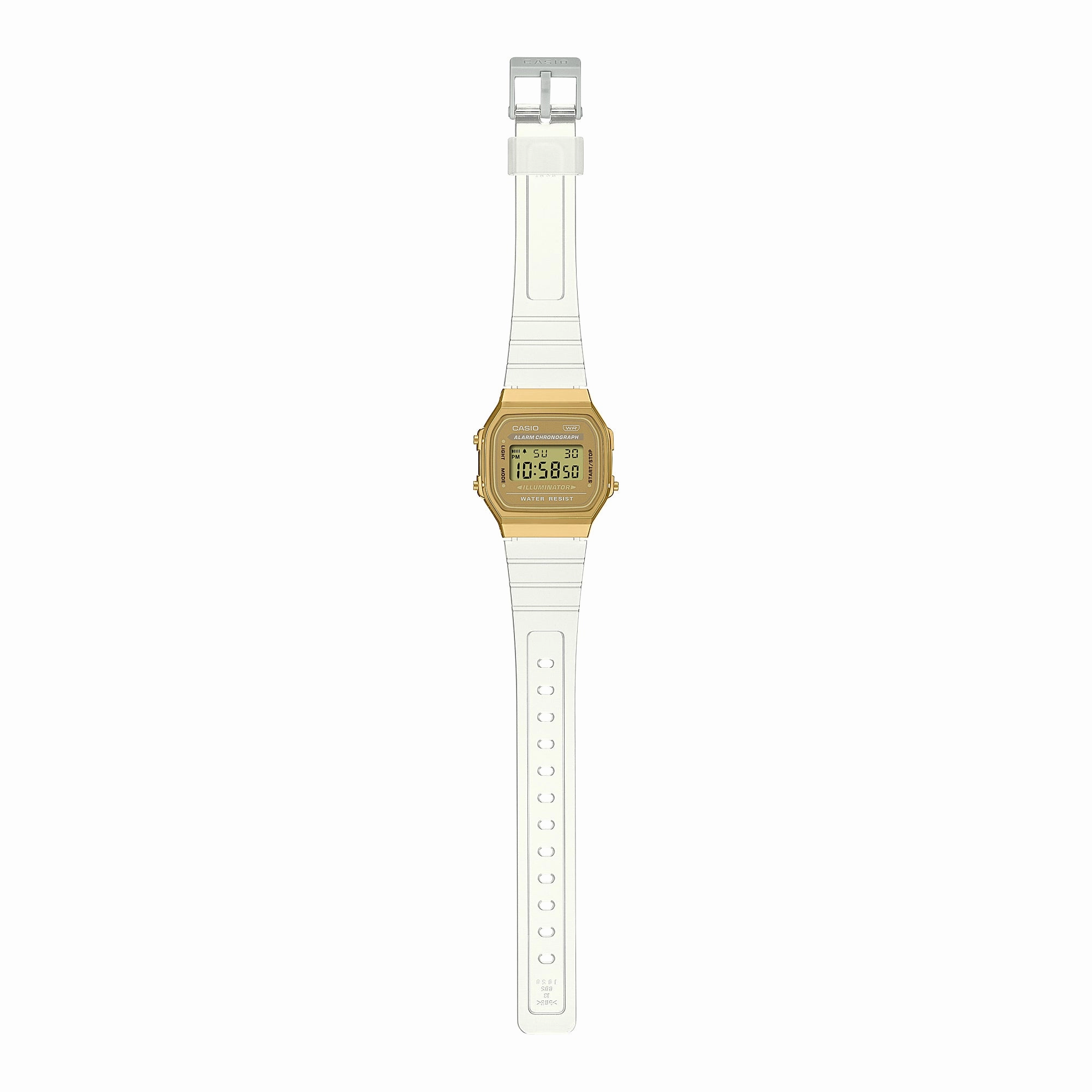 Casio Unisex Vintage Digital Transparent Resin Band Watch A168XESG-9A