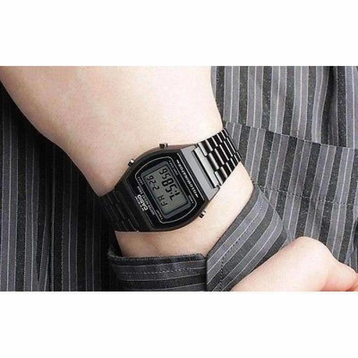 Casio Vintage B640WB-1A Black Stainless Steel Watch For Men and Women