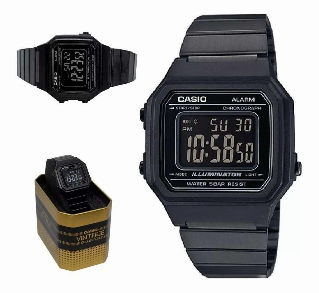 Casio Vintage B650WB-1B Black Stainless Steel Strap Watch for Men and Women