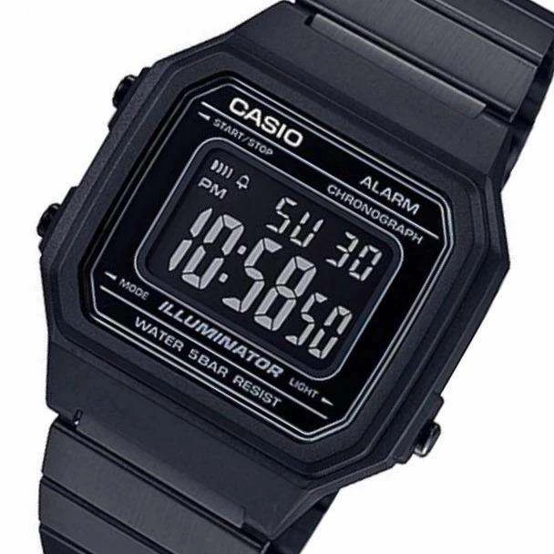 Casio Vintage B650WB-1B Black Stainless Steel Strap Watch for Men and Women