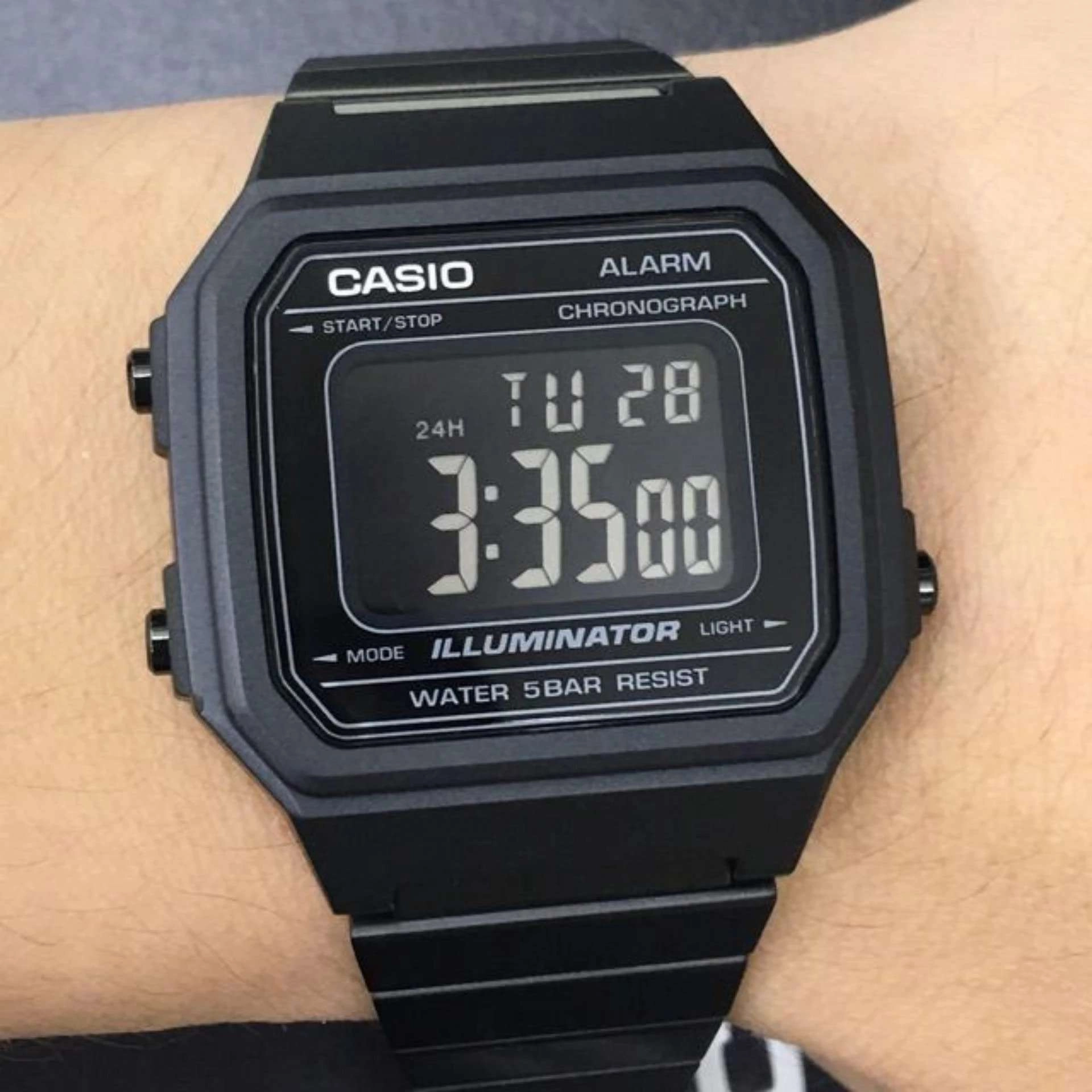 Casio Vintage B650WB-1B Black Stainless Steel Strap Watch for Men and Women