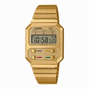 Casio Vintage Digital Gold Stainless Steel Watch A100WEG-9A