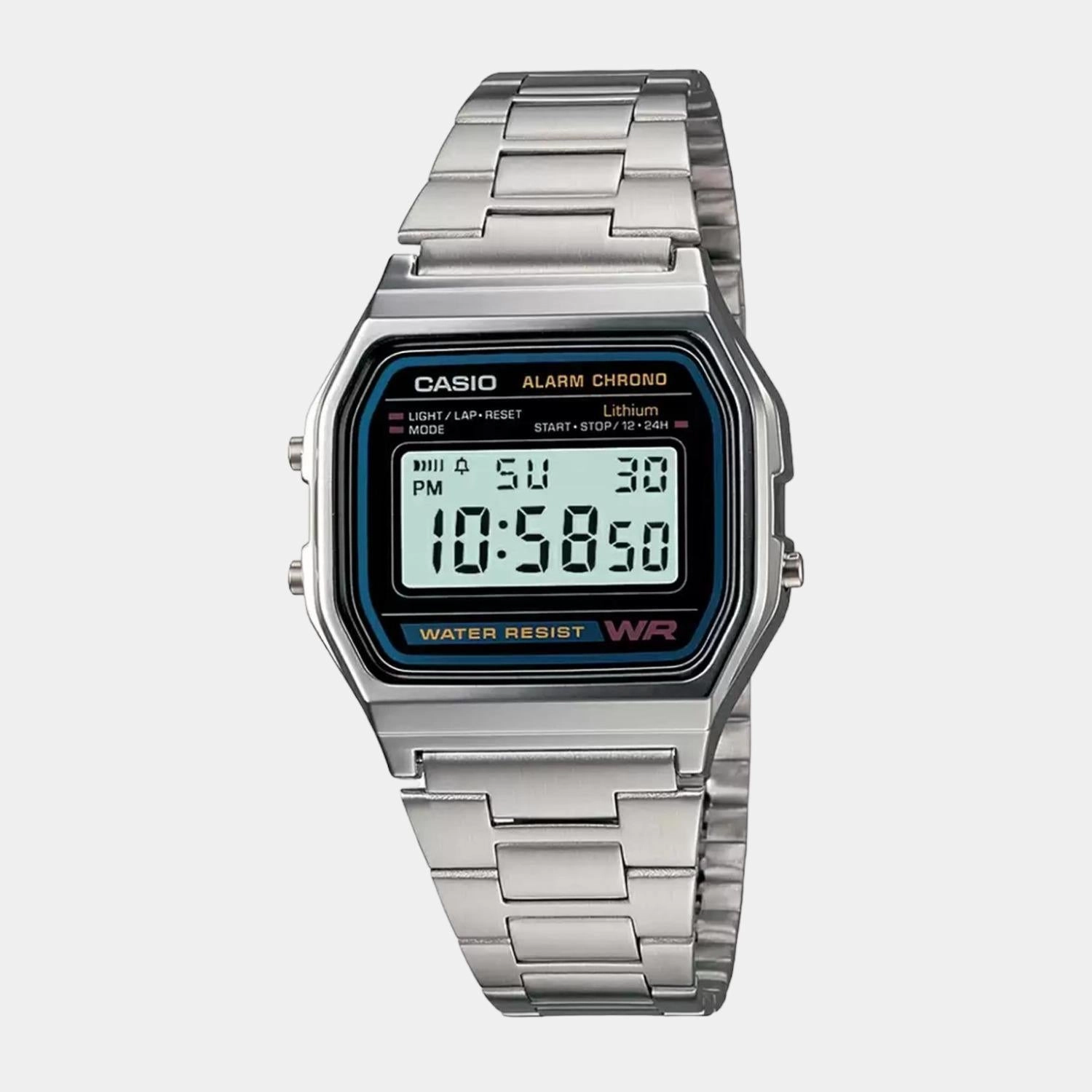 Casio Vintage Silver Digital Unisex Watch A-158WA-1Q - D011