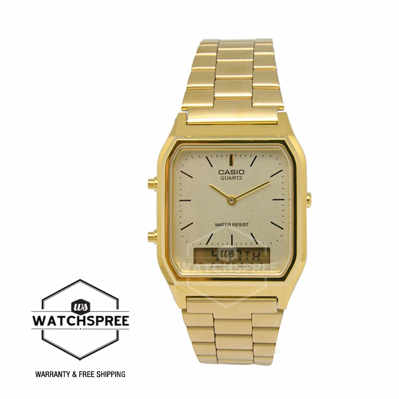 Casio Vintage Style Gold Stainless Steel Watch AQ230GA-9D