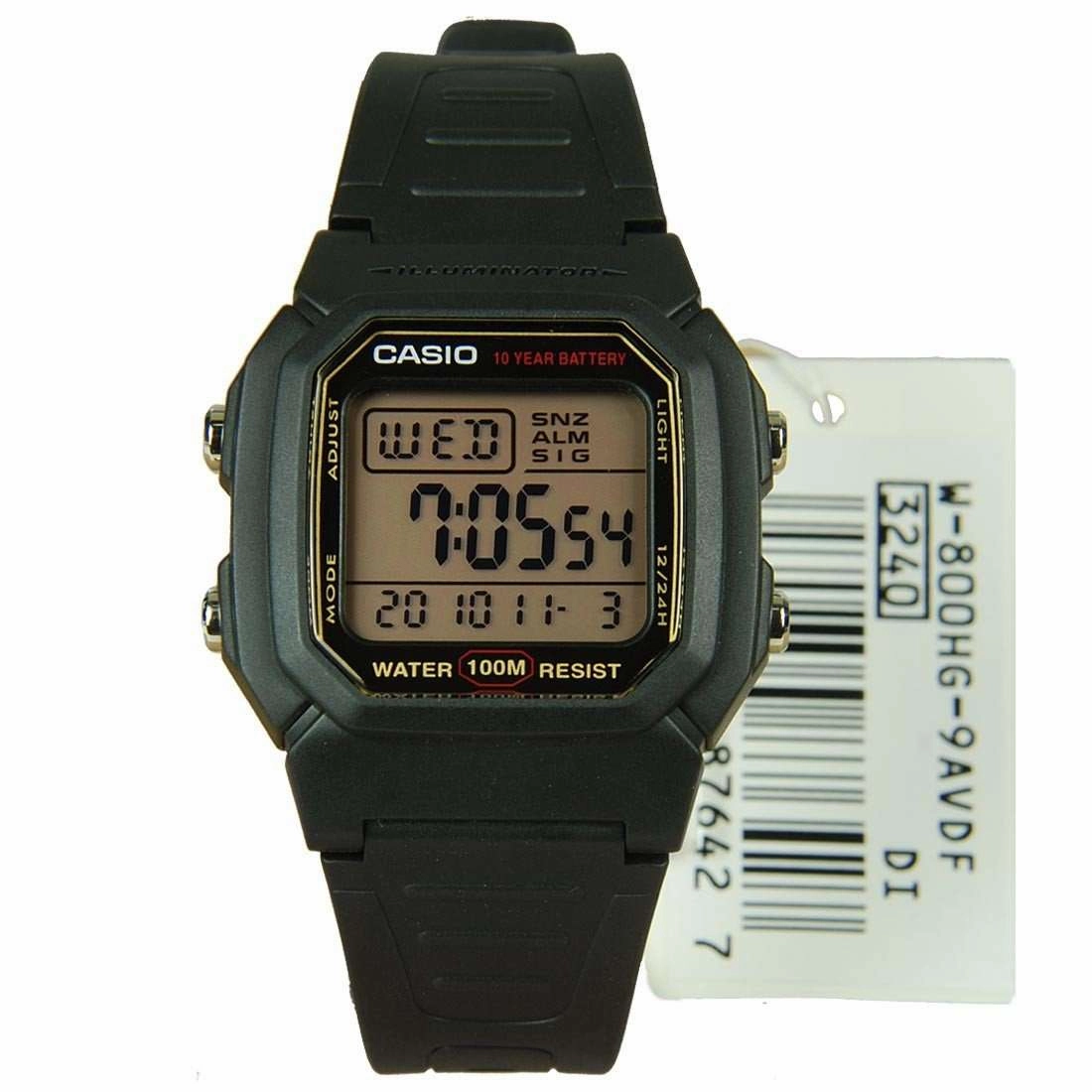 Casio W-800HG-9AVDF Black Resin Watch for Men and Women