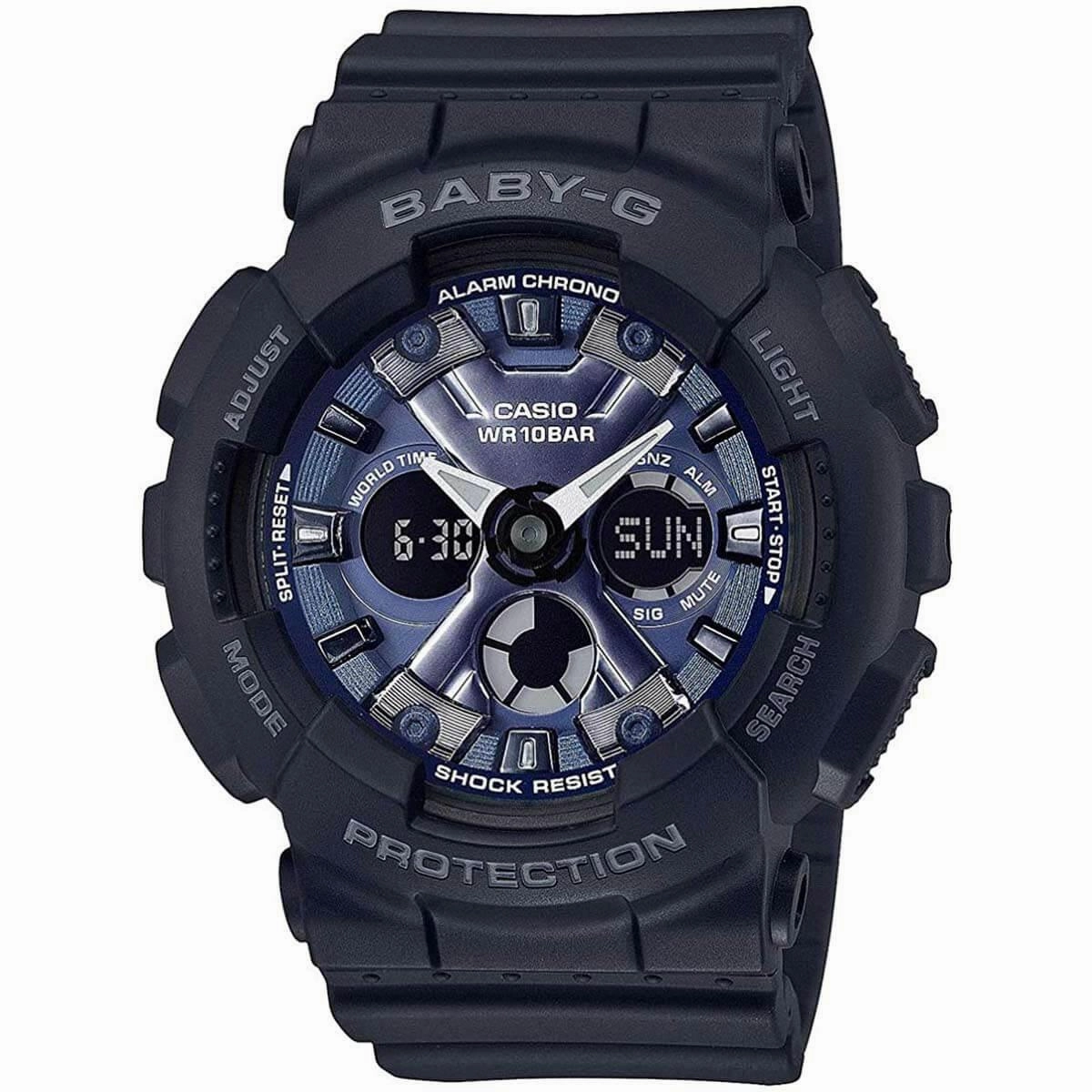 Casio Women's Ana-Digi Watch - Baby-G Blue Dial Black Resin Strap | BA130-1A2