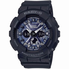 Casio Women's Ana-Digi Watch - Baby-G Blue Dial Black Resin Strap | BA130-1A2
